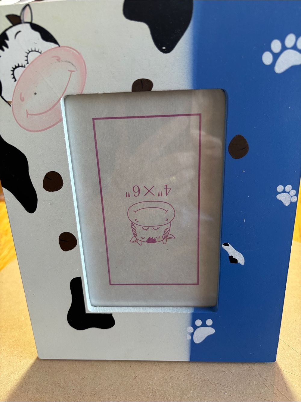 Picture Frame - Blue and White Cow Design